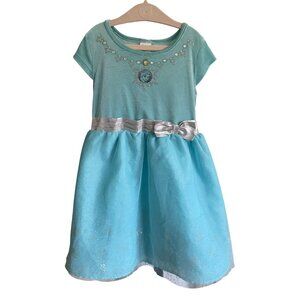 Disney Jumping Beans Girls Frozen Dress Size 4 Aqua Sparkle Tulle Skirt Silver B